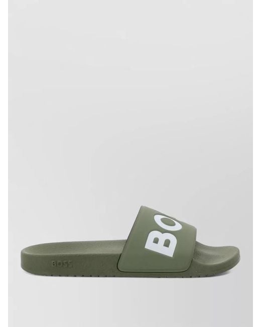 Boss Green Flat Sole Open Toe Slide Sandals for men
