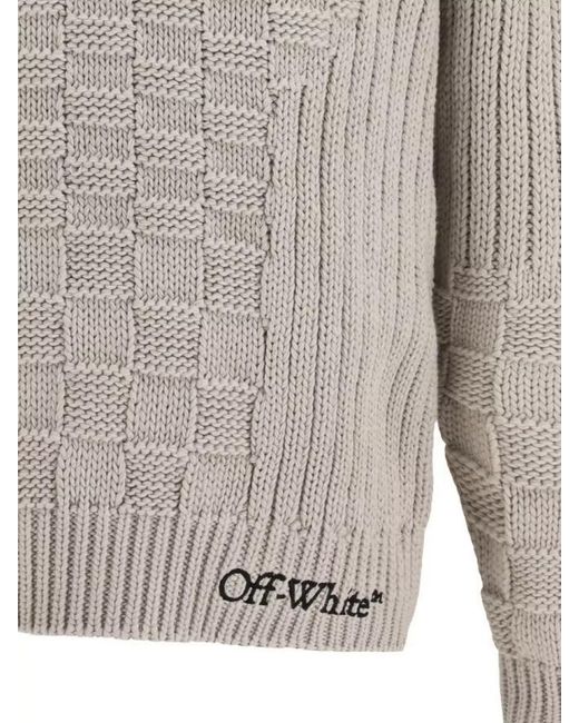 Off-White c/o Virgil Abloh Gray Ribbed Cotton Sweater for men