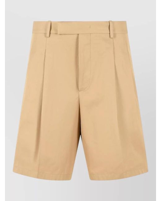 Jil Sander Natural Cotton Bermuda Shorts Pleats Belt Loops for men