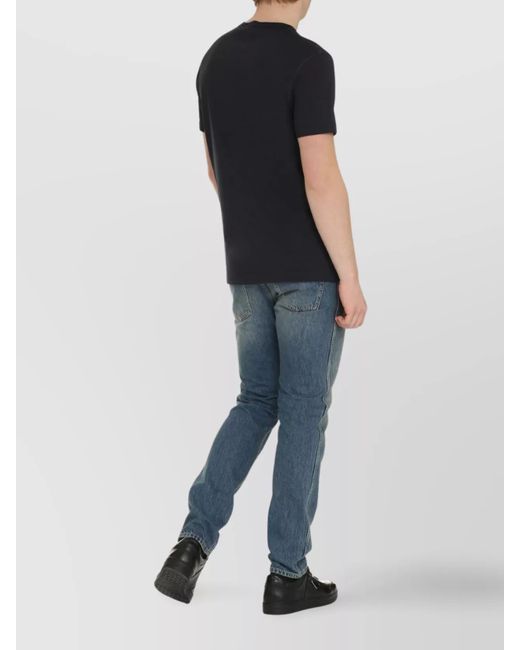 Dolce & Gabbana Blue Cotton Ribbed Crew-Neck T-Shirt for men