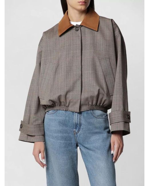 Rohe Gray Checkered Cropped Jacket Elasticated Hem