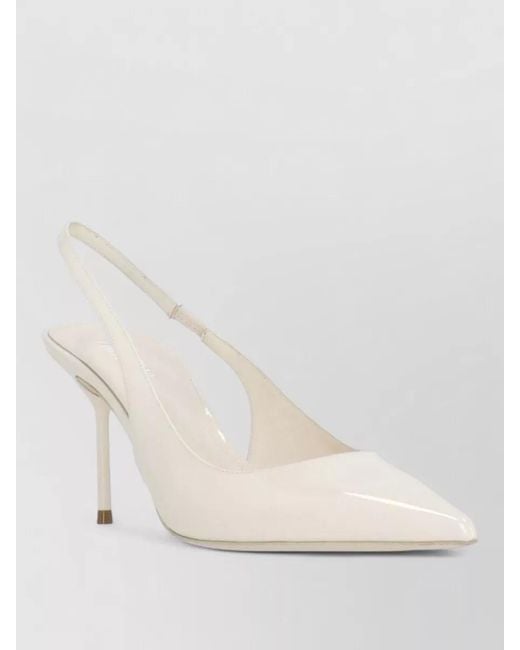 Paris Texas Natural High Heel Slingback Patent Leather Pumps