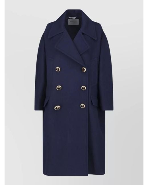 Balenciaga Blue Wool Double Breasted Coat