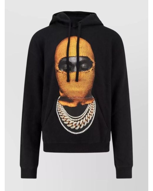 Ih Nom Uh Nit Black Cotton Printed Hoodie for men