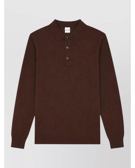 Aspesi Brown Virgin Wool Polo Shirt for men