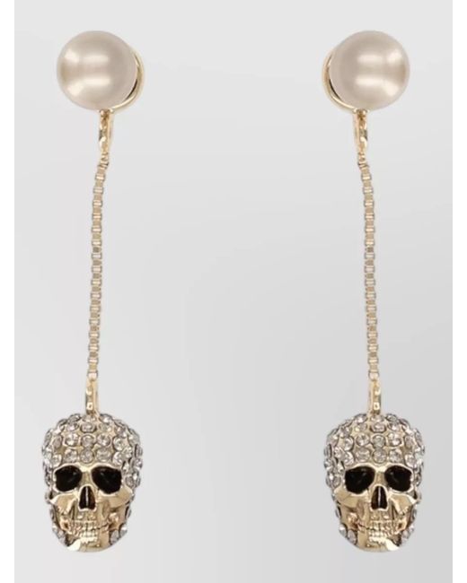 McQueen White Skull Dangle Earrings