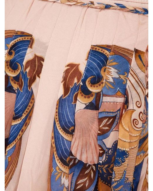 Farm Rio Multicolor Viscose Skirt Belted Waist Floral Midi