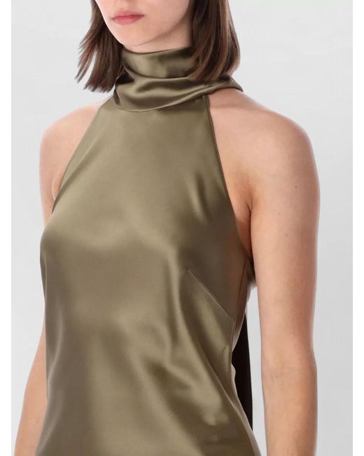 Ralph Lauren Green Halter Neck Satin Sleeveless Tie Back Top
