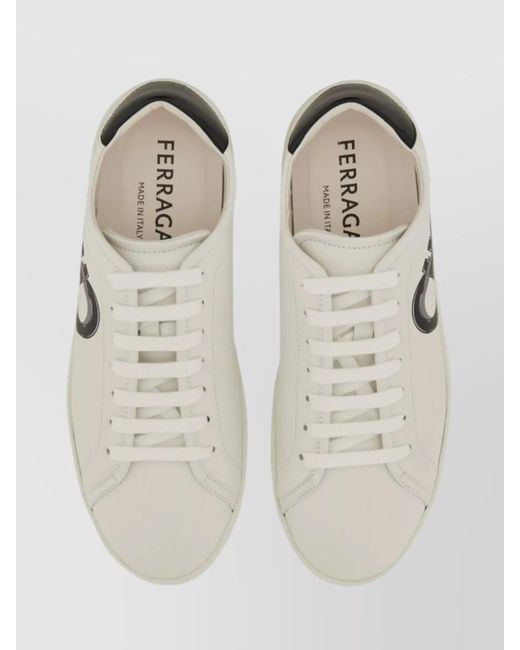 Ferragamo Gray Low-Top Round Toe Rubber Sole Sneaker for men