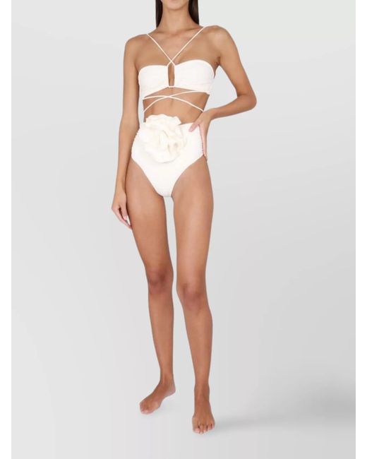 Magda Butrym White Bandeau Bikini Top