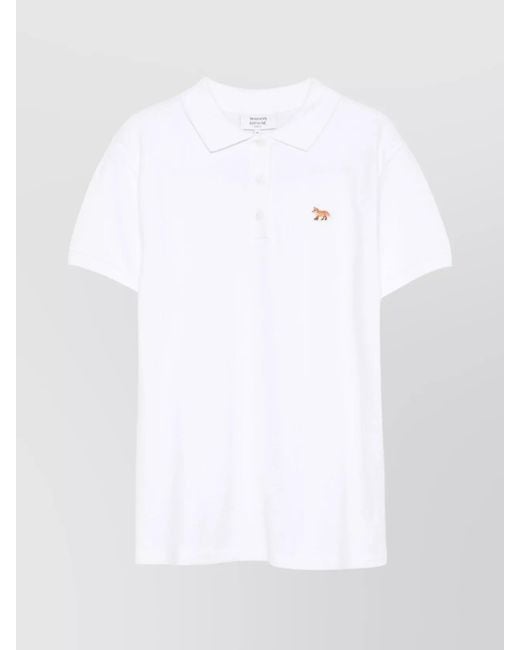 Maison Kitsuné White Cotton Short-Sleeve Polo Shirt