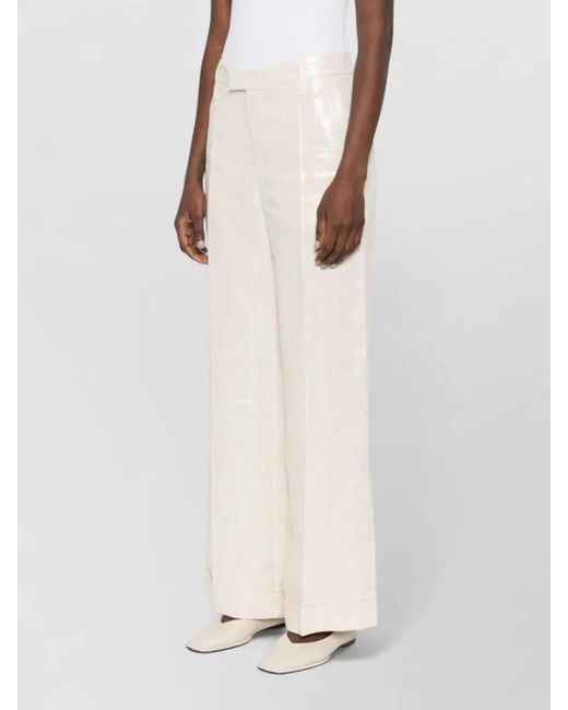 Brunello Cucinelli White Linen Wide-Leg Trousers