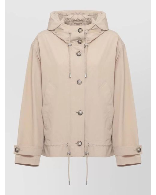 Woolrich Natural Hooded Parka Jacket High Neck Drawstrings