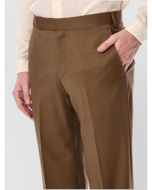 Lardini Brown Stretch Crepe Gabardine Tailored Trousers 23 Hem for men