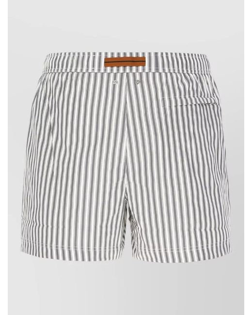 Zegna White Swim Shorts Striped Pattern Side And Back Pockets for men