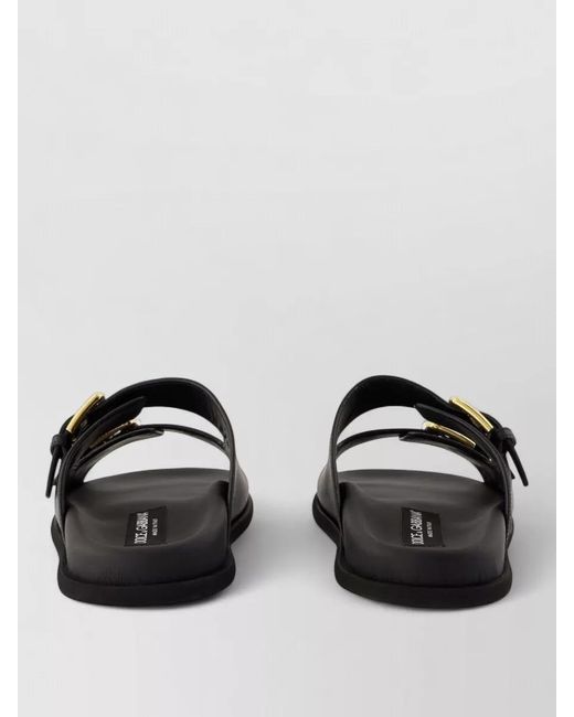 Dolce & Gabbana Black Leather Sandals Double Buckle Open Toe