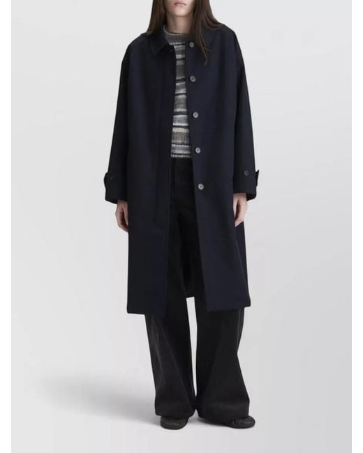 A.P.C. Blue Wool Mac Coat Below Knee Length