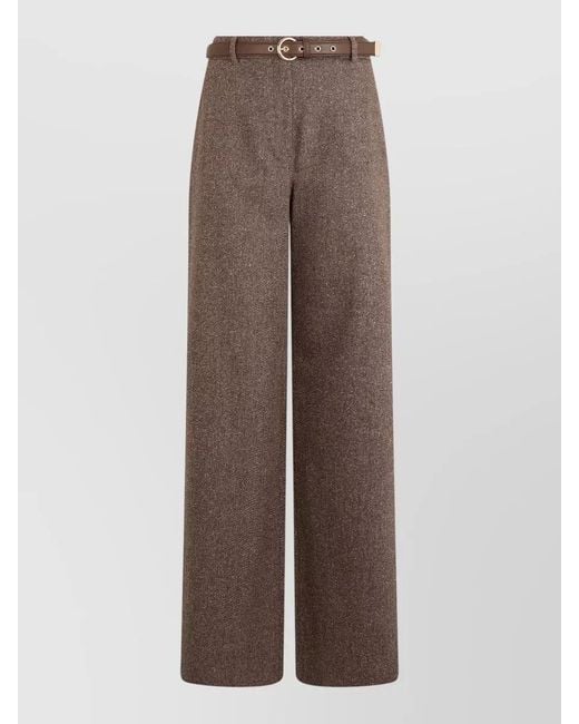 Max Mara Brown High-Rise Wide-Leg Trousers