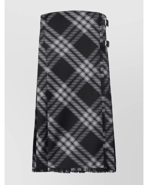Burberry Gray Wool Check Off-The-Shoulder Mini Dress