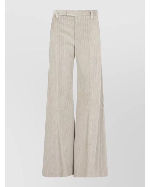 Brunello Cucinelli White High Waist Tailored Wide Leg Corduroy Trousers