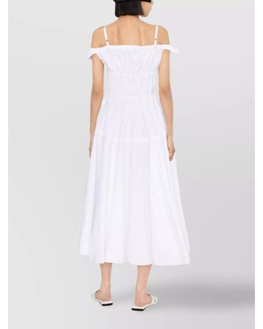 Patou White Off-Shoulder Sleeveless Midi Dress