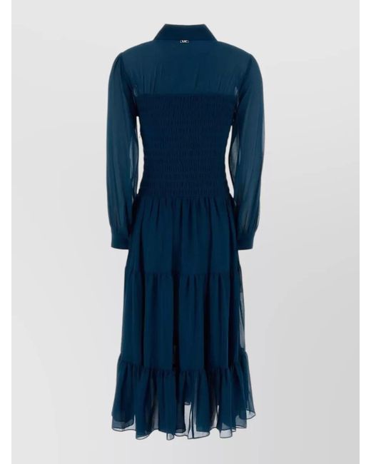 Michael Kors Blue Georgette Shirt Midi Dress