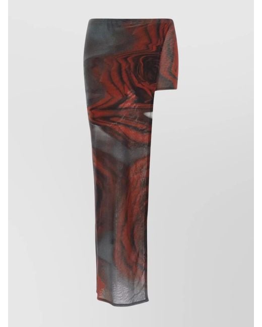 Jean Paul Gaultier Brown Printed Asymmetric Midi Skort