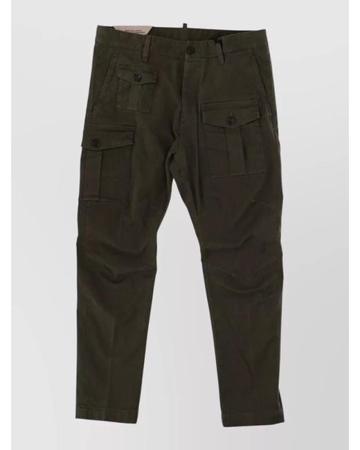 DSquared² Green Mid Rise Cargo Chino Pants Regular Fit for men