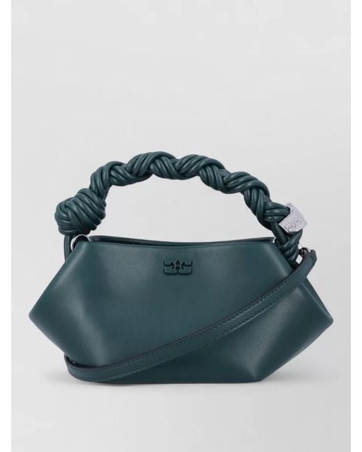 Ganni Blue Bou Mini Leather Shoulder Bag