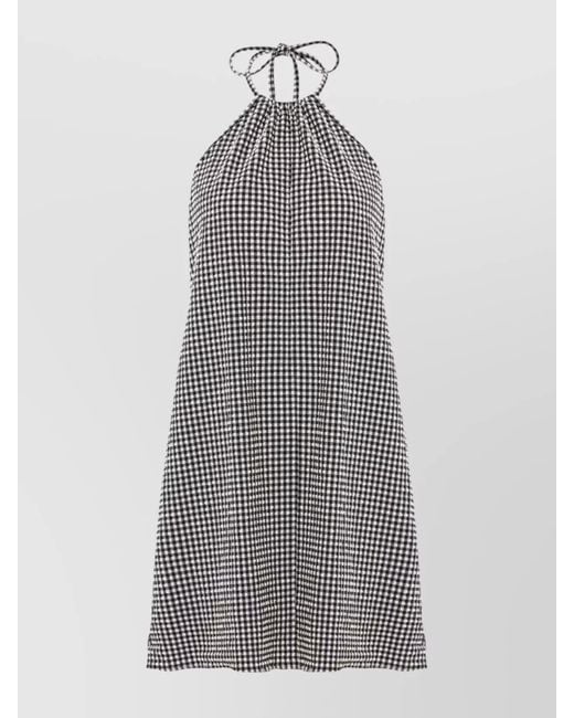 Hunza G Gray Gingham Seersucker Mini Dress