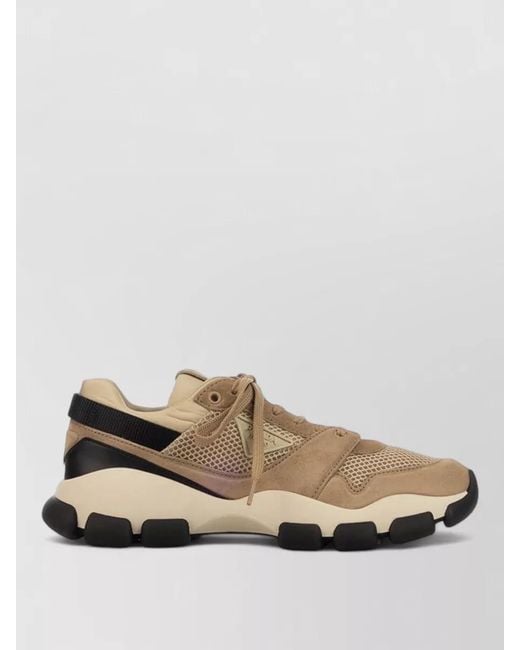 Prada Multicolor Lace Up Mesh Sneakers Rubber Sole Detail