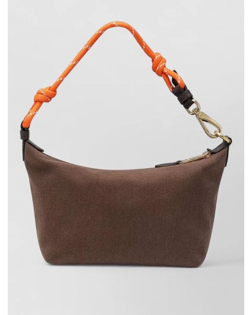 Miu Miu Brown Shoulder Bag Contrast Handle Detachable Strap