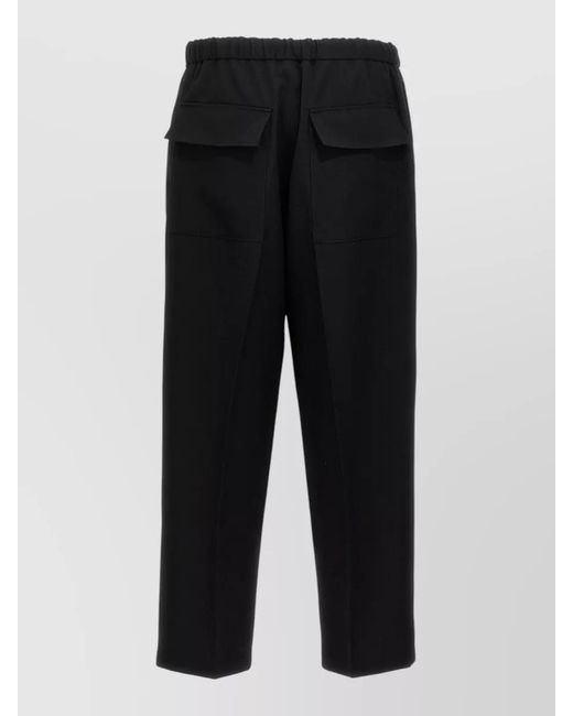 Jil Sander Black Straight Leg Pants Elastic Waistband Pleats for men