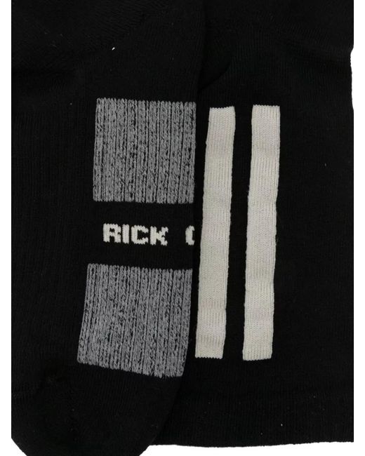 Rick Owens Black Sparkle Socks Ribbed Texture Contrast Stripes
