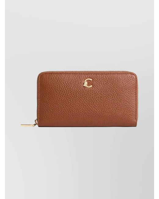 Coccinelle Brown Chic Textured Leather Purse-Tone Hardware
