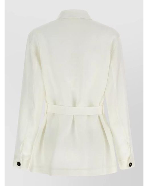 Tagliatore White J Lauren Jacket Belted Waist Long Sleeves