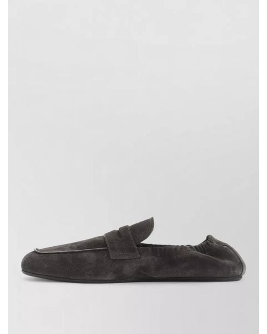 Prada Gray Suede Penny Loafers for men