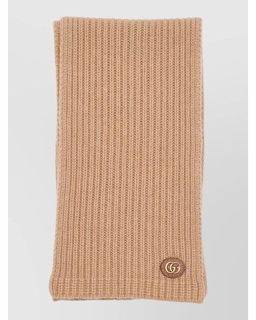 Gucci Natural Rectangular Ribbed Scarf Versatile Layering Piece
