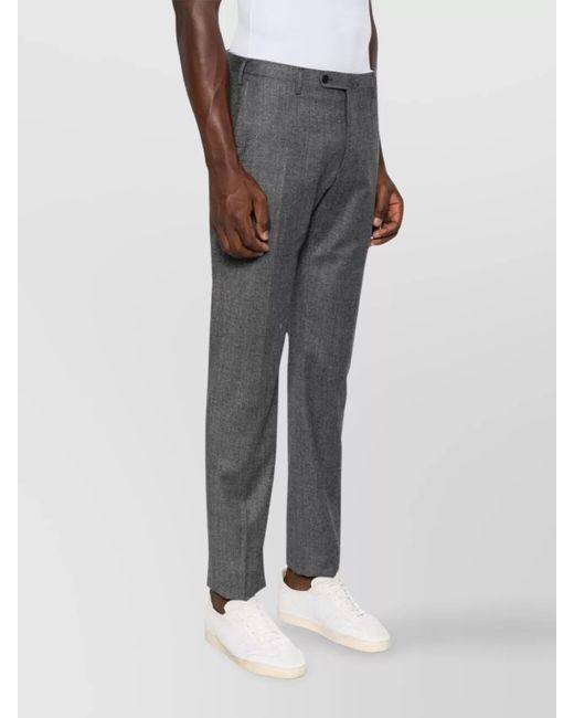 Incotex Gray Virgin Wool Straight-Leg Trousers for men