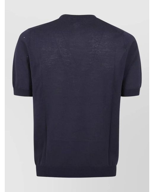 Ballantyne Blue Crew Neck Cotton Knit Short Sleeve Top for men