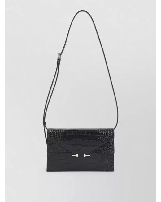 Tom Ford White Na Mini Leather Crocodile-Effect Shoulder Bag