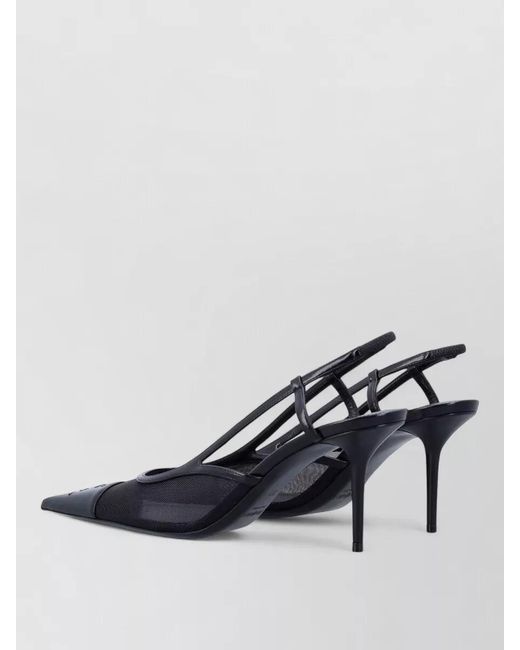 Saint Laurent Blue Renee Slim Slingback Pumps Mesh Leather