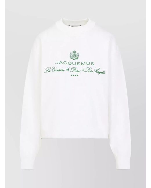 Jacquemus White Venice Knit Pullover With Stripe Detail