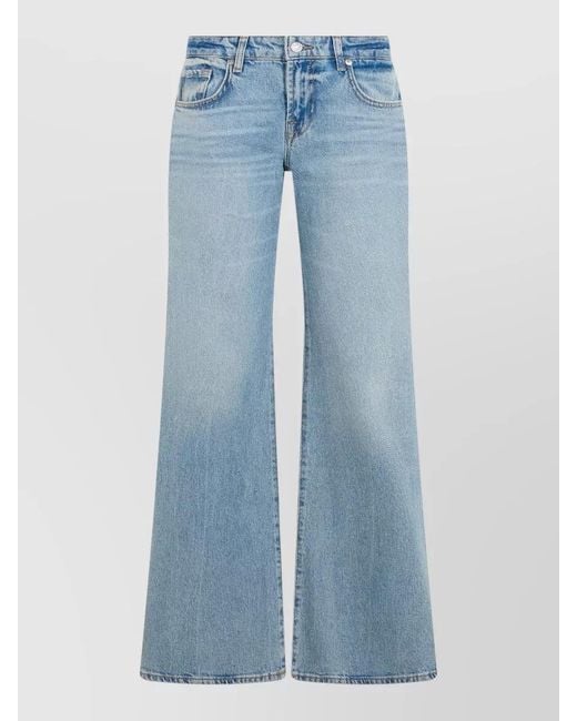 7 For All Mankind Blue Palazzo Cotton Denim Low Rise Jeans