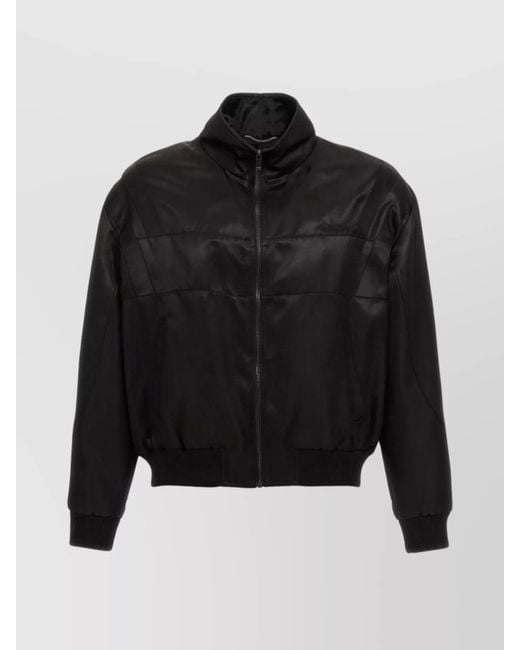 Saint Laurent Black Silk Satin Bomber Jacket for men