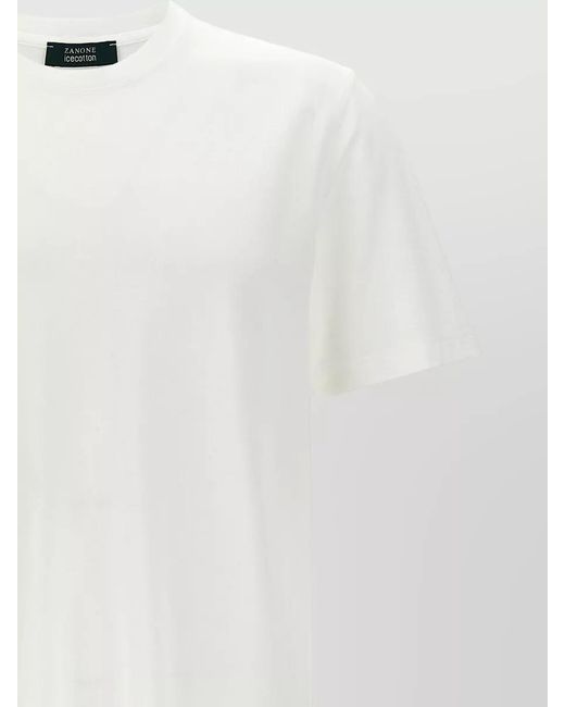 Zanone White Fine Cotton Crew Neck Short Sleeve Top for men