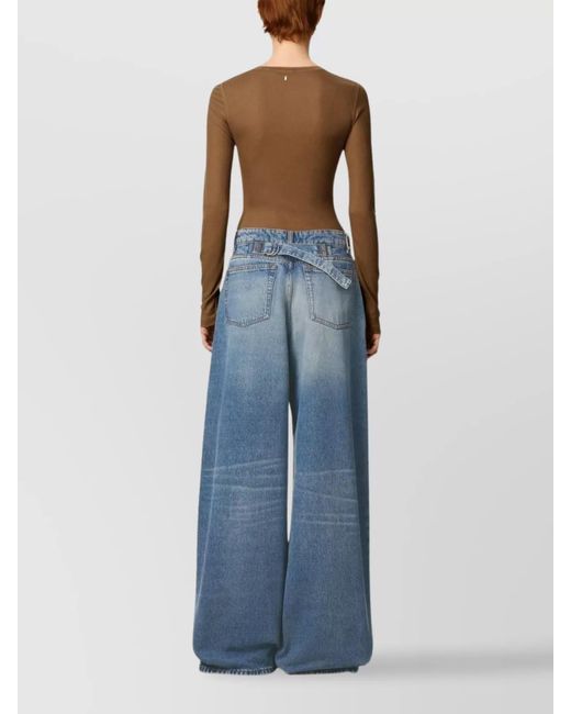 AMI Blue Denim Wide-Leg Jeans