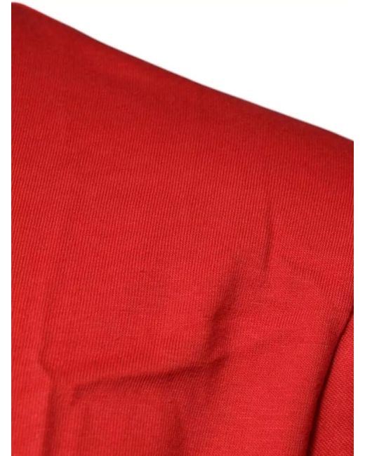 Dolce & Gabbana Red Logo-Print Cotton Crew-Neck T-Shirt for men