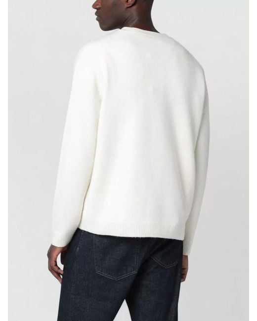 Maison Kitsuné White Knit Sweater Cuff Detail And Hem for men