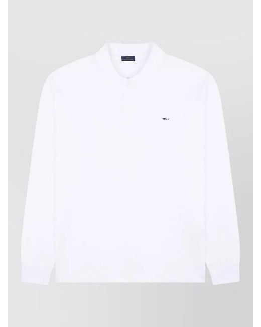 Paul & Shark White Cotton Polo Shirt Long Sleeves Collar for men